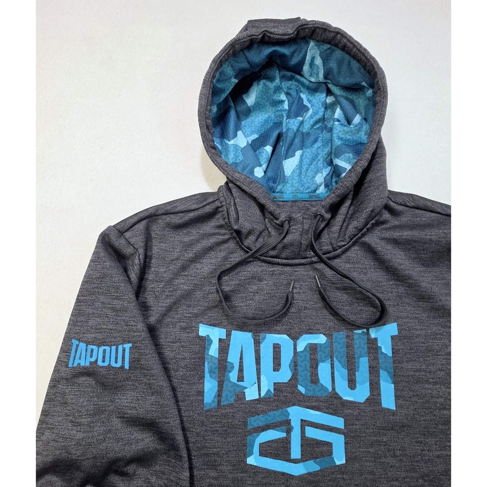 Tapout Hoodie Mens XL Gray CAMO‎ Graphics Sweatshirt Pullover MMA Limited Use